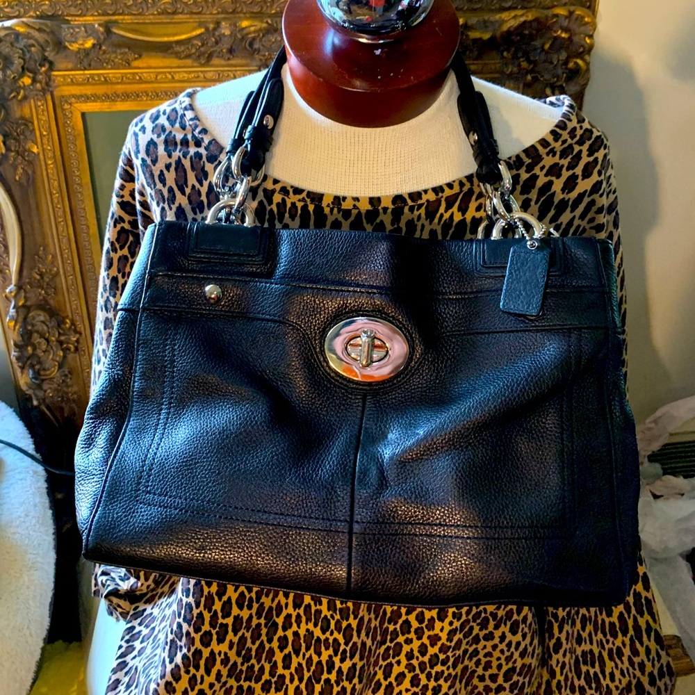 Coach Black Pebbled Leather Satchel